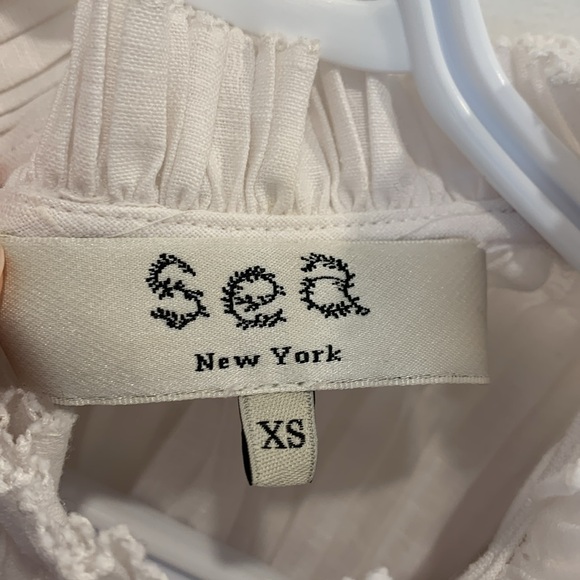 Sea NYC White Pleated Linen Blouse Size XS - Picture 2 of 4